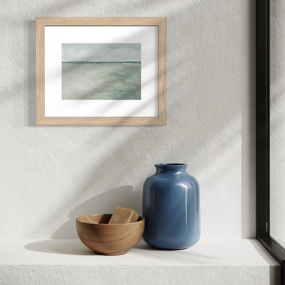 8x10 Original Seascape Oil Painting Neutral Coast Impressionist Landscape Signed - Picture 7 of 9